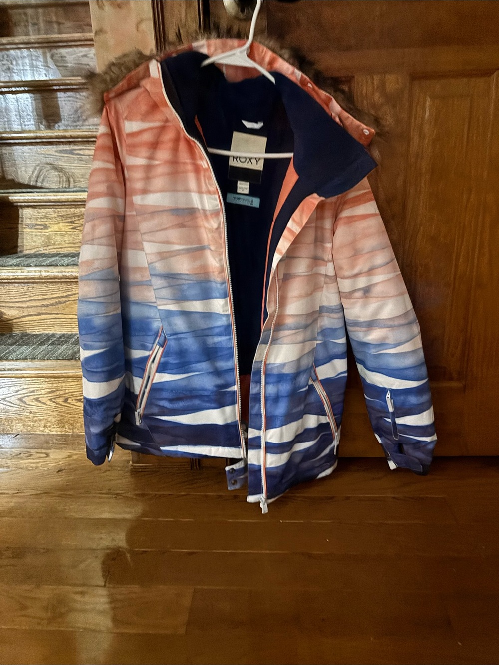 Roxy Kids Ombre Pink to Blue Puffer Jacket with Hood